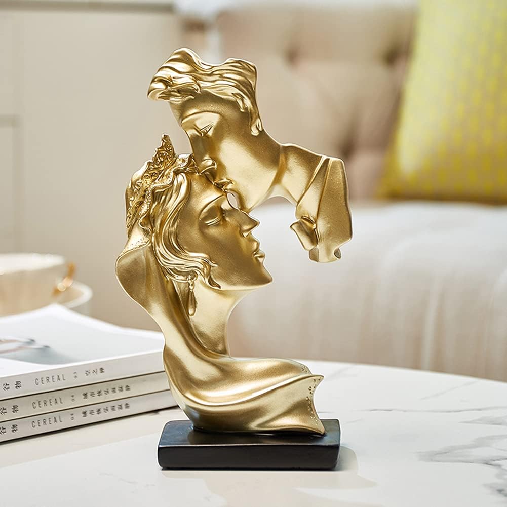 Couples Kiss Sculpture,Abstract Art Couple Sculpture Home Furnishing Resin Statue Decoration