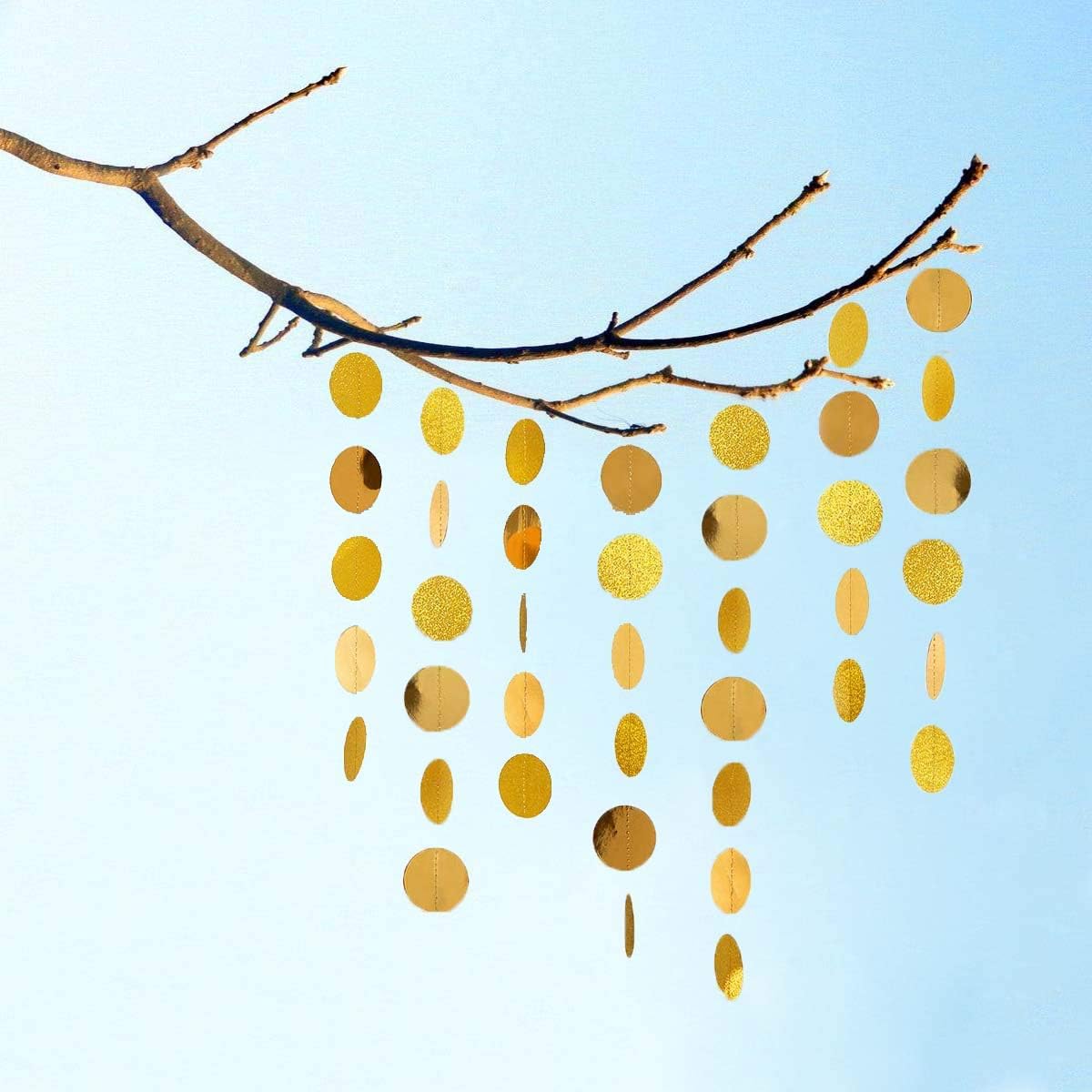 6 Pcs Glitter Gold Paper Circle Dots Garland Party Hanging Decorations Birthday Party Bachelorette