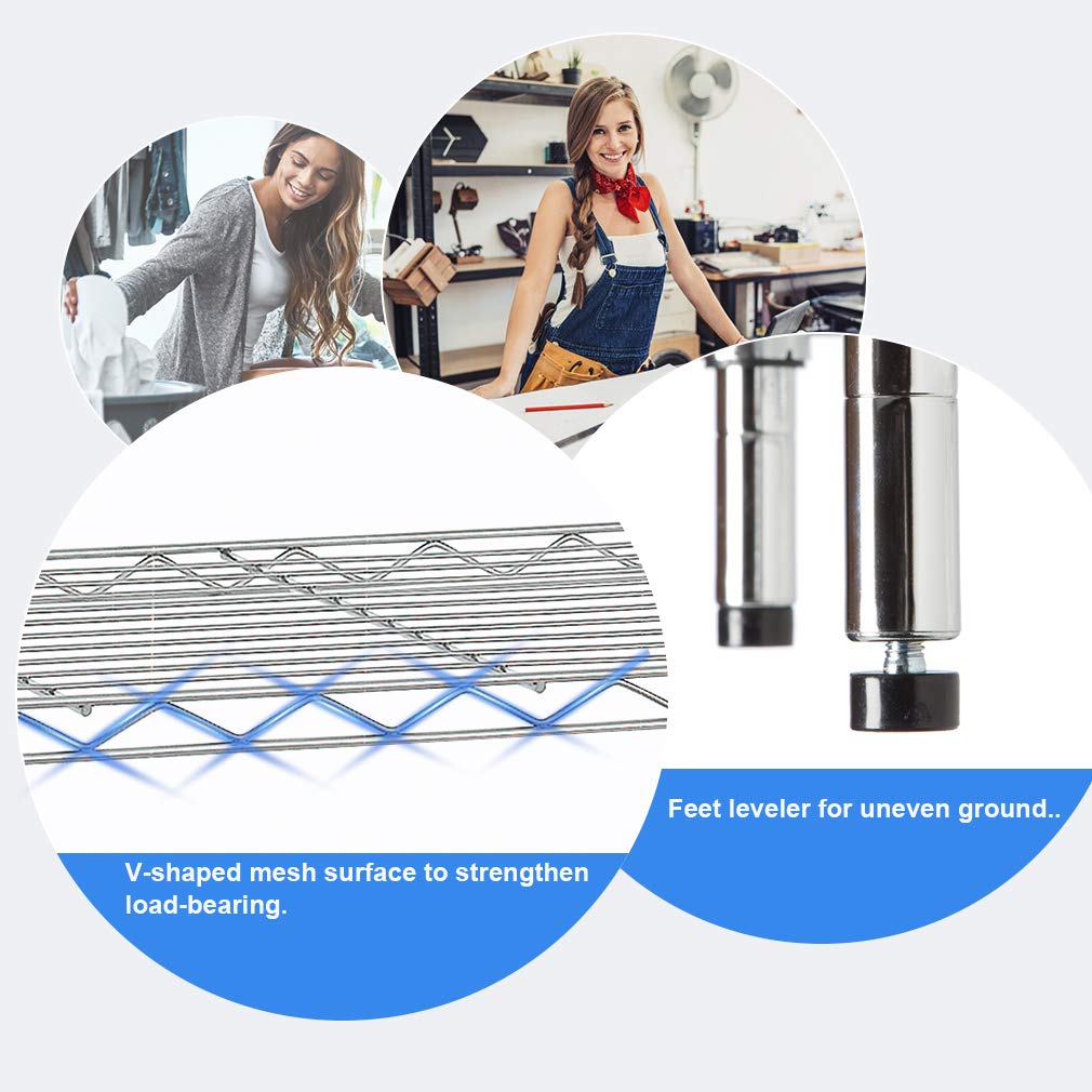 BestOffice 4-Storage Shelves Metal Garage Shelving Wire Shelf Organizer Shelving, 36" x 14" x 54"