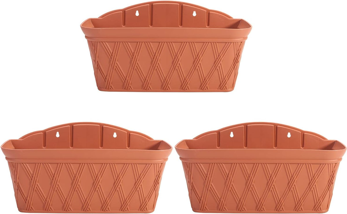 Sungmor 3 Pack Wall Hanging Planters, 16.5 Inch Railing Fence Hanging Flower Pots, Thickened