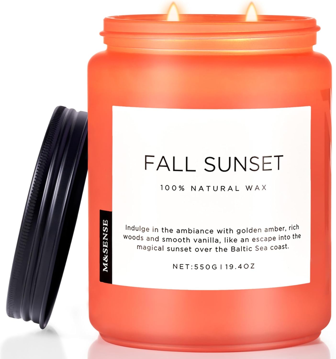 M&SENSE Fall Sunset Amber Scented 19.4oz 110 Hours Long Lasting Slow Burning Candle for