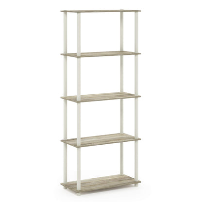 Furinno TURN-N-TUBE Storage Shelves, 5-Tier Book Shelf, Corner Shelf, Toolless Open Shelves, for