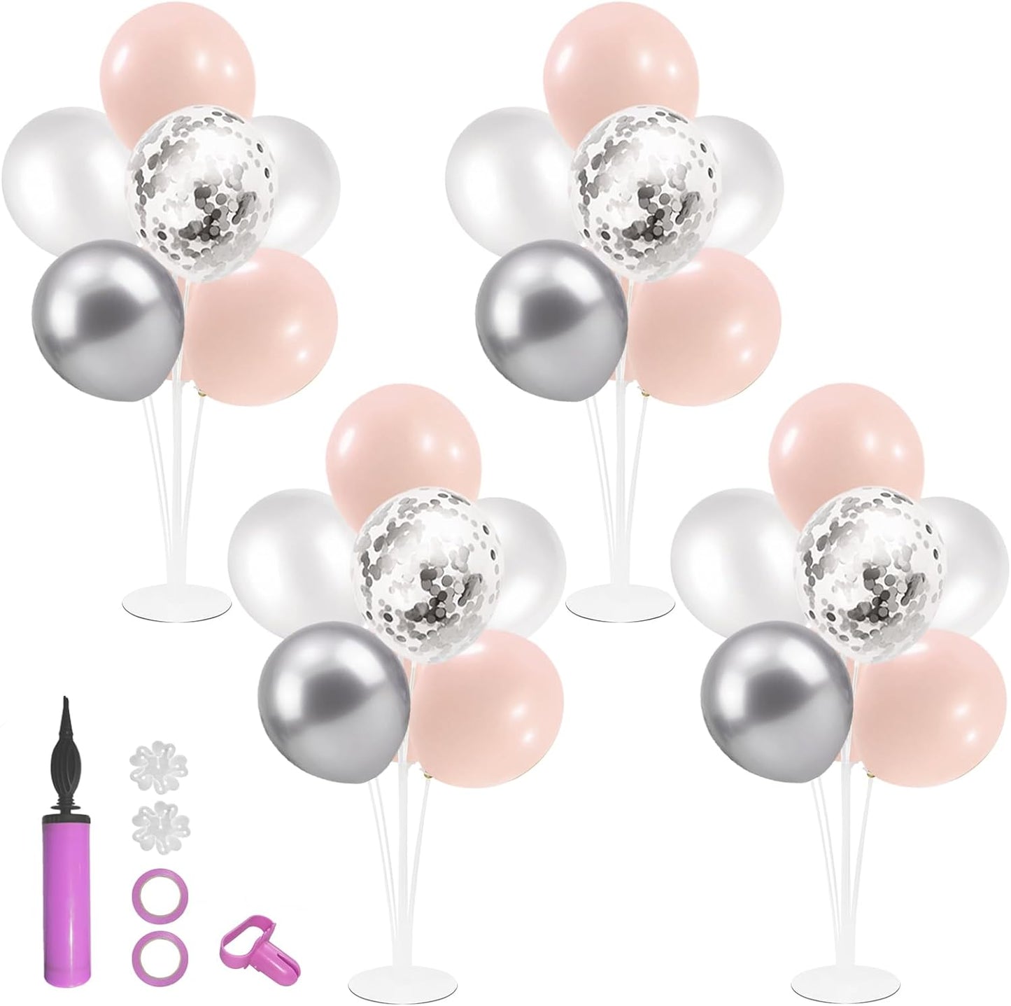 Pink and Silver Balloon Stand Centerpiece Table Decorations for Baby Shower Wedding Engagement