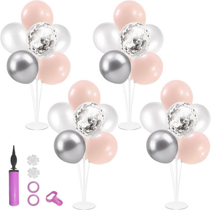 Pink and Silver Balloon Stand Centerpiece Table Decorations for Baby Shower Wedding Engagement