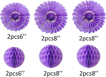 12pcs 6’’ 8’’ Honeycomb Balls Tissue Paper Fans Party Honeycomb Ball Fans Wall Tissue Pom Poms
