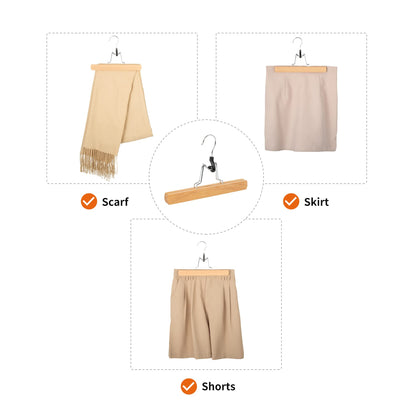 Amazon Basics Wooden Pants Hangers Closet Organizer, Natural, 20-Pack