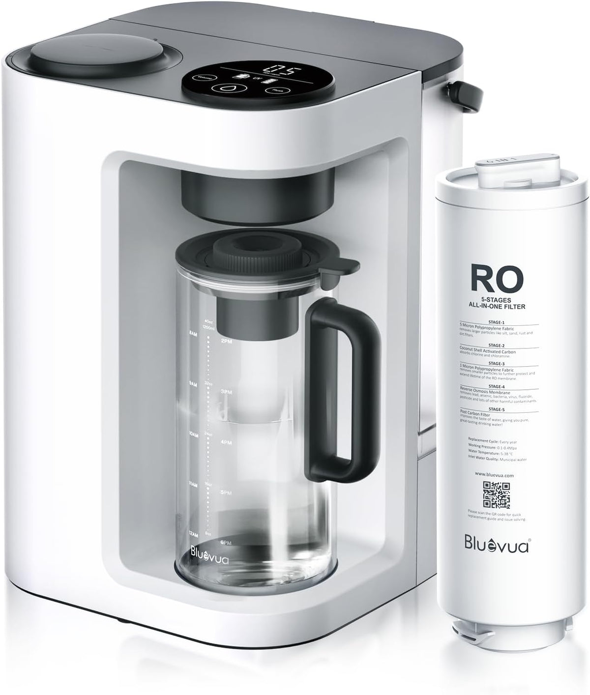 Bluevua RO100ROPOT-Lite(UV) Reverse Osmosis System Countertop Water Filter, 7-Stage Purification