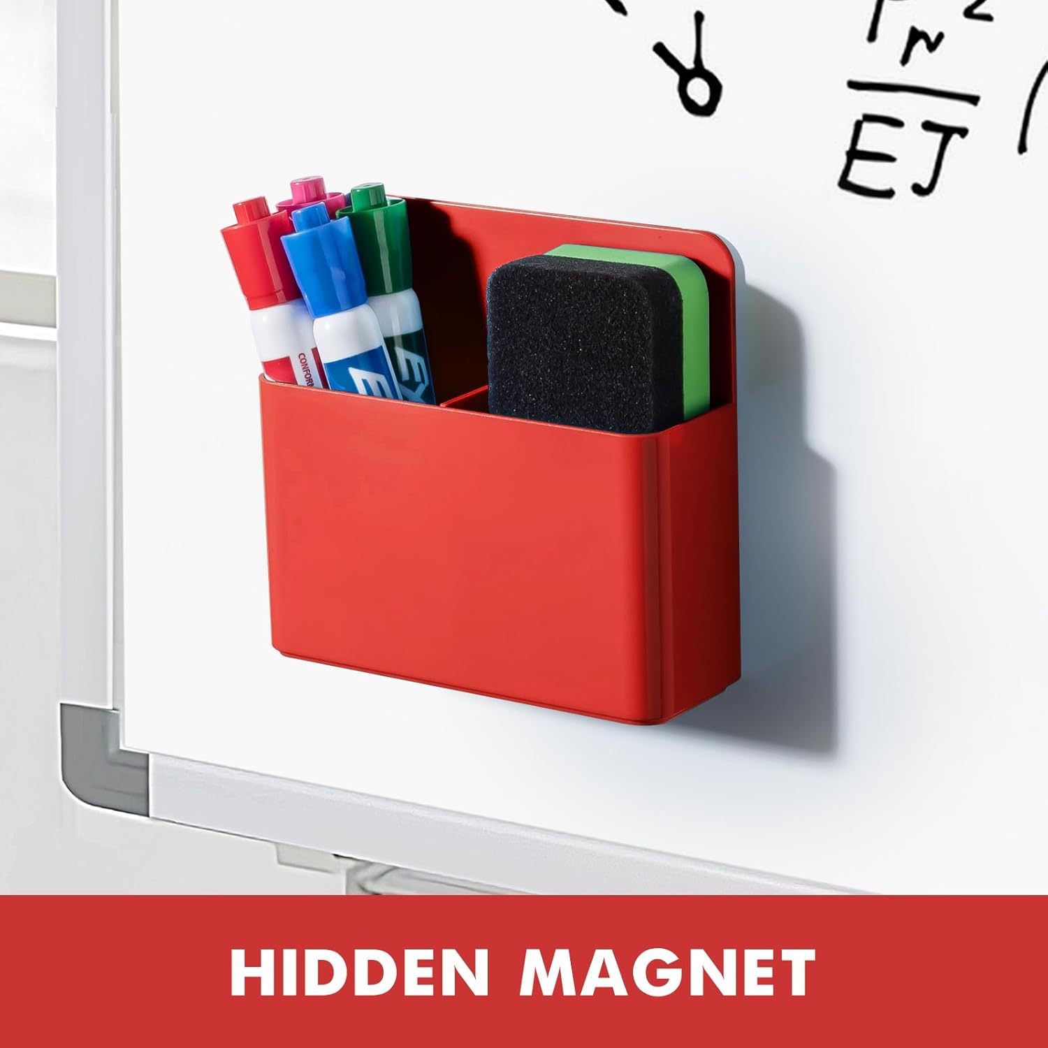BEYGORM 2 Pack Plastics Magnetic Pen Holder for Refrigerator, Dry Erase Marker Holder for
