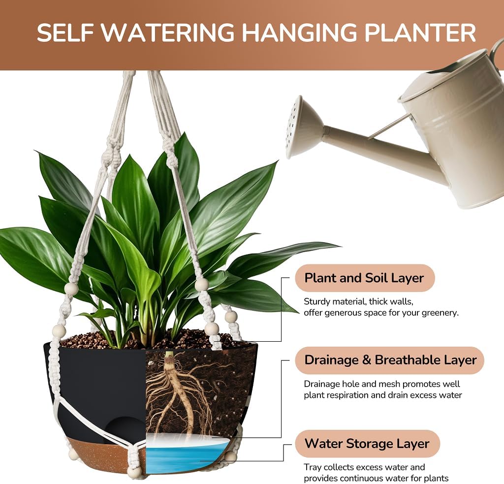 12 Inch Hanging Baskets for Plants Outdoor, Hanging Planters for Indoor Outdoor Plants, Hanging