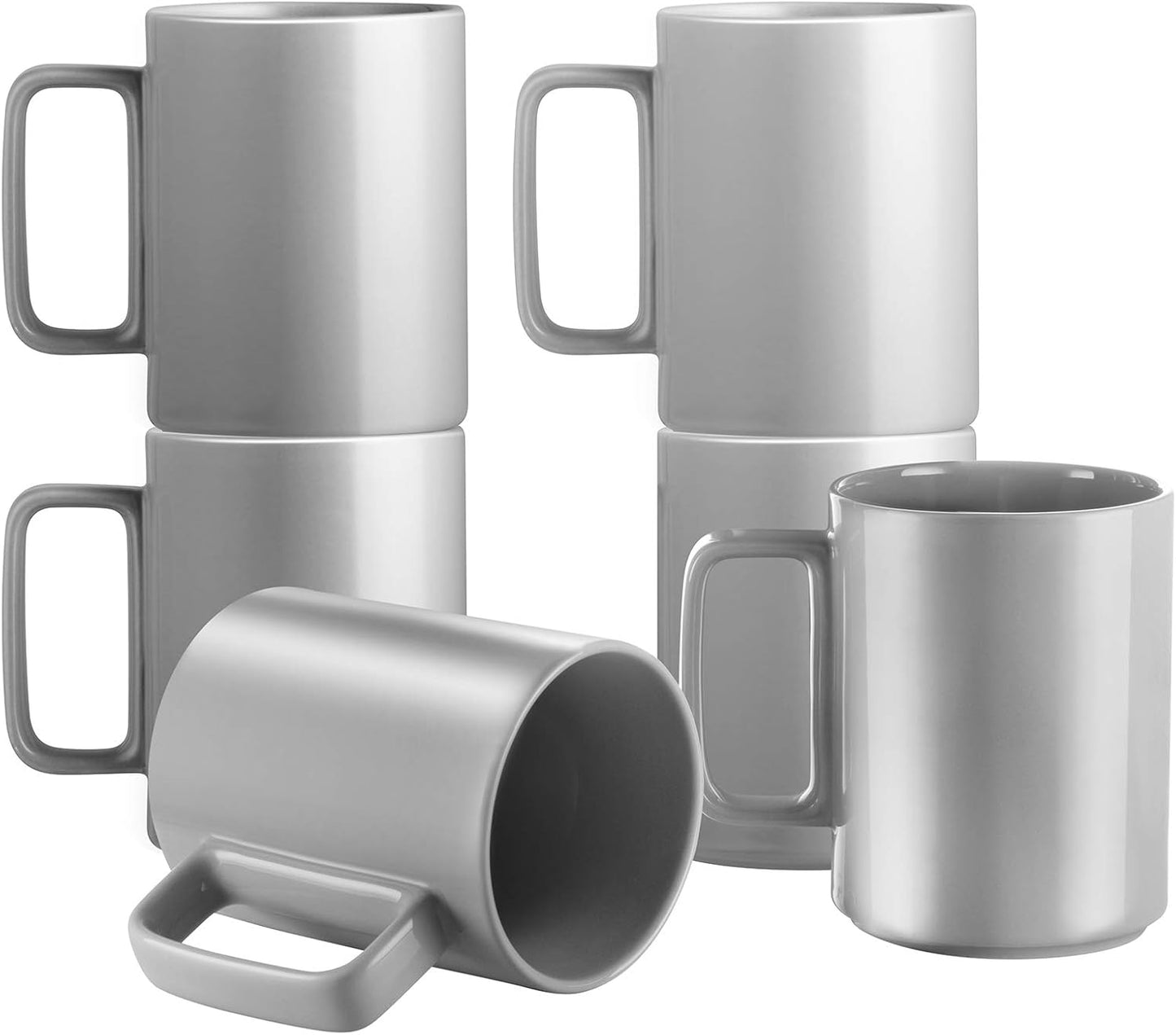 E-liu Porcelain Tea Mugs Coffee Mug Set, Large 15 Ounces Cups for Coffee, Tea, Cocoa, and Mulled