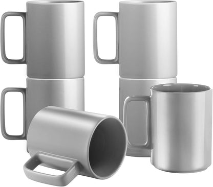 E-liu Porcelain Tea Mugs Coffee Mug Set, Large 15 Ounces Cups for Coffee, Tea, Cocoa, and Mulled