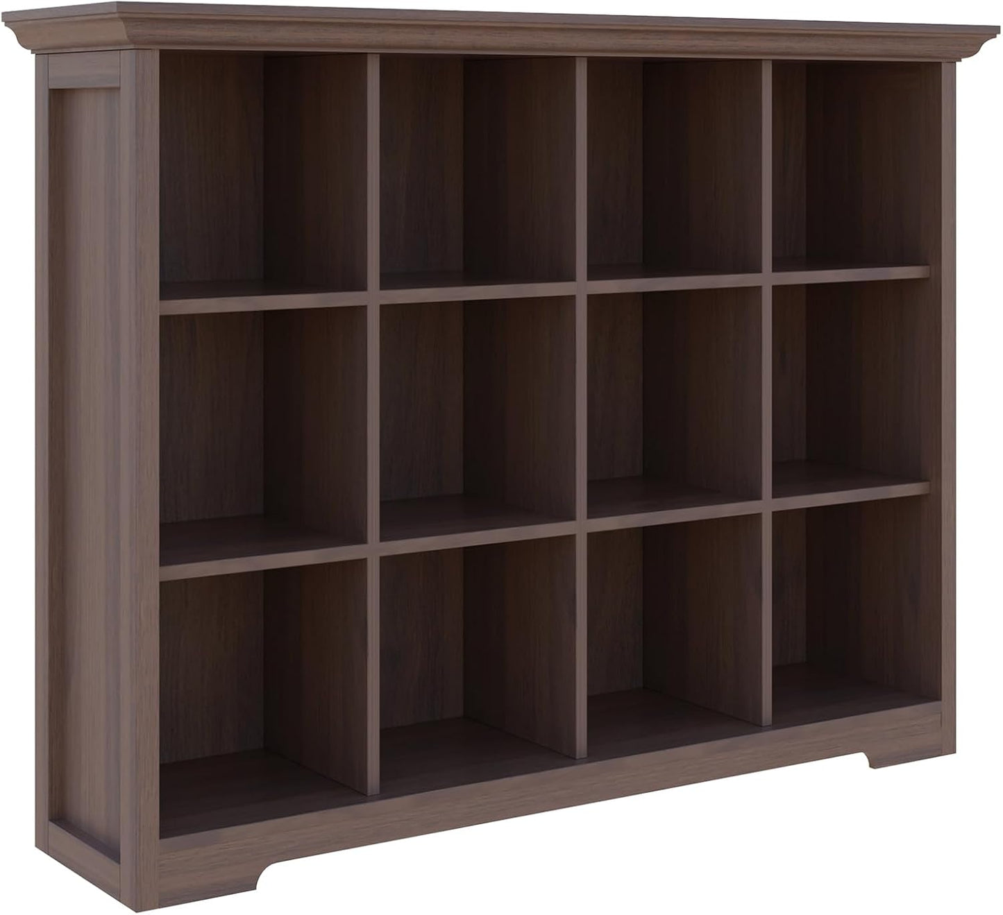 Cube Shelf Bookcase with Base - Wooden 3 Tiers Floor Standing Low Storage Cabinet for Home and