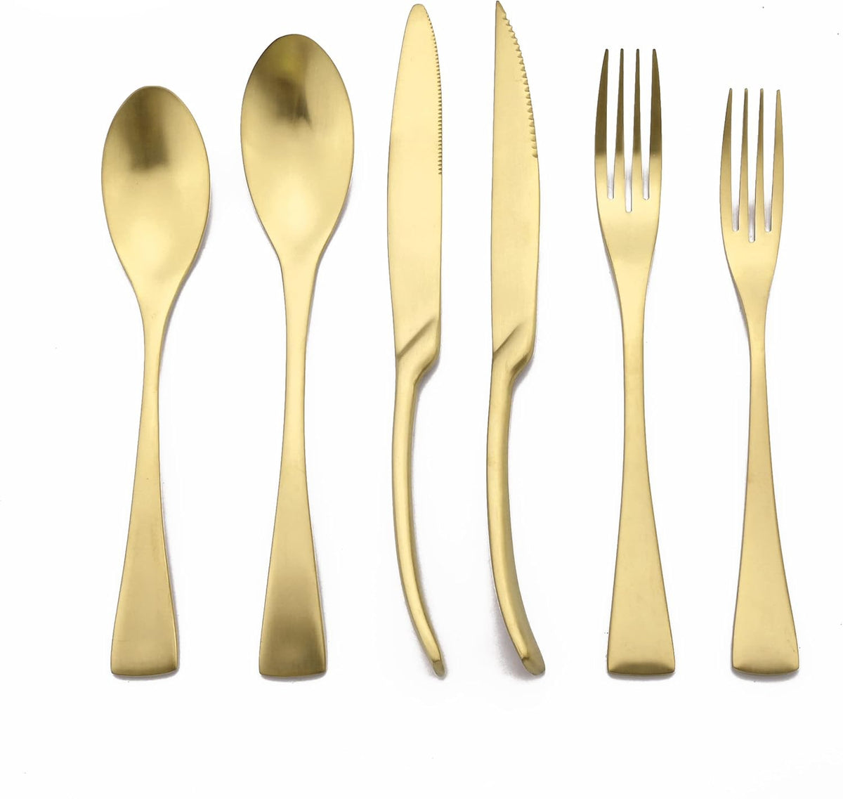 Luxury 18/10 Stainless Steel Matte Champagne gold Flatware Set - Silverware Cutlery Utensil Set