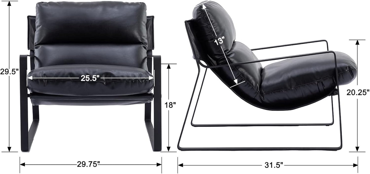 DUOMAY Mid-Century Accent Chair Armchair Set of 2, Comfy PU Leather Leisure Chair Lazy Chair with