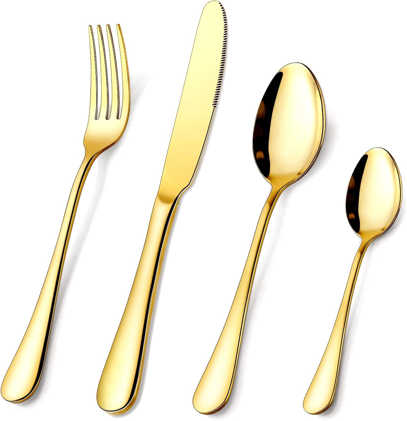 Gold Silverware Set, OGORI 24-Piece Food Grade Stainless Steel Gold Flatware Set, Kitchen Utensil