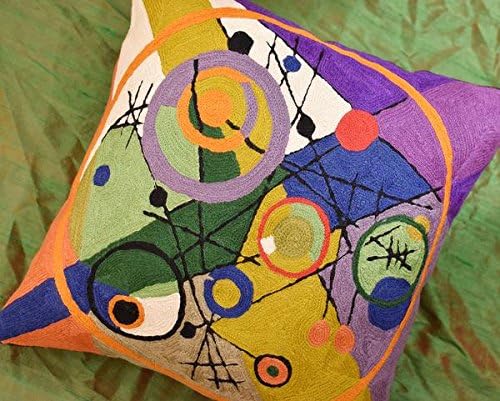 Kandinsky Contemporary Throw Pillow Cover - Circles 2 Modern Pillowcases Mid-Century Abstract Toss