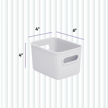 Superio Decorative Plastic Basket Open Home Storage Bins Organizer Baskets, Small, Smoke (8 Pack)