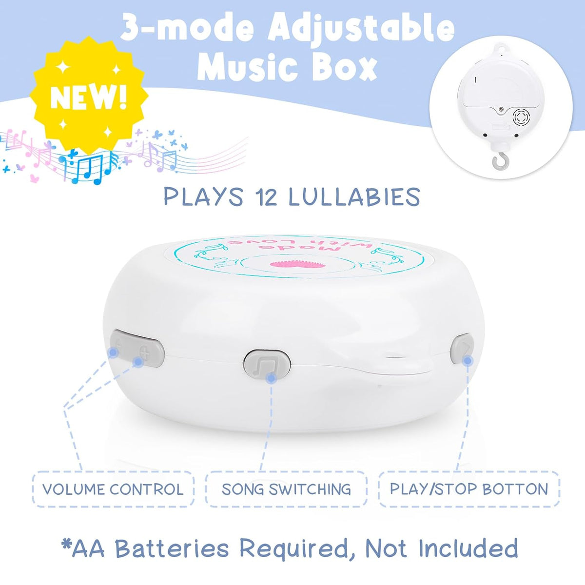 Ocean Crib Mobile for Boys & Girls – Baby Mobile for Crib with Upgraded 3-Mode Music Box, Sea