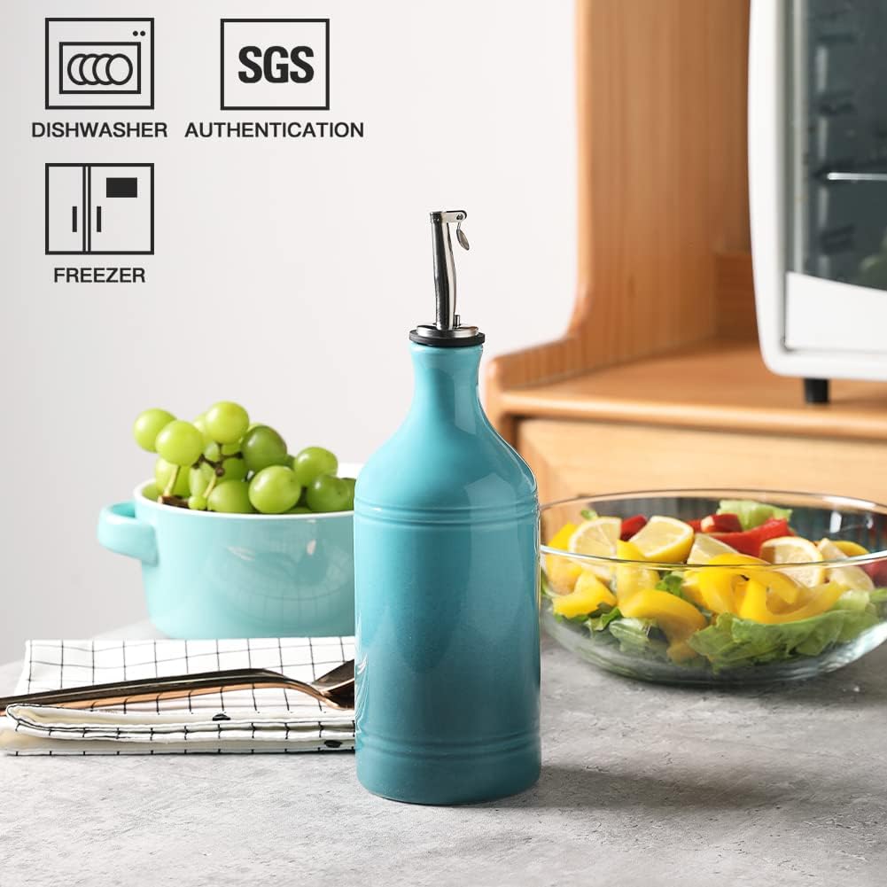 Sweejar Ceramic Olive Oil Dispenser Bottle, Opaque Oil Cruet Protects Oil to Reduce Oxidation