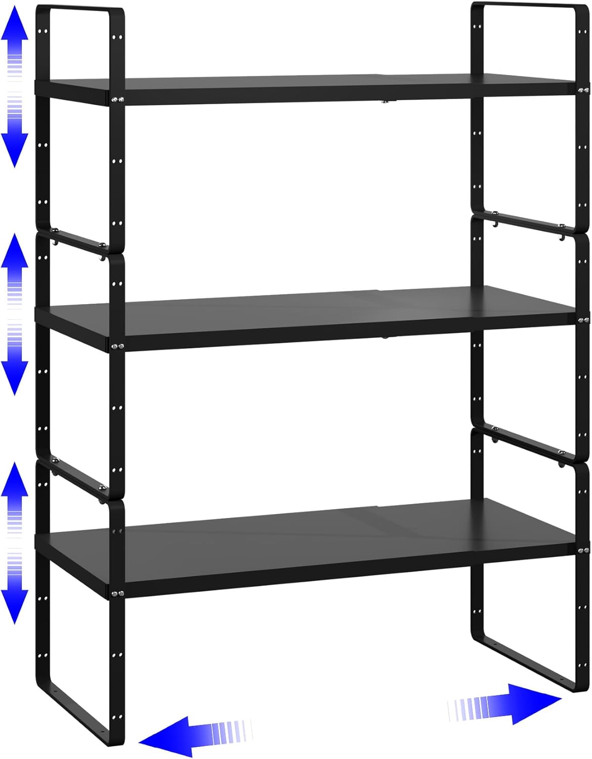 Expandable Cabinet Shelf Organizer, Stackable Kitchen Pantry Counter Storage, Adjustable Cupboard