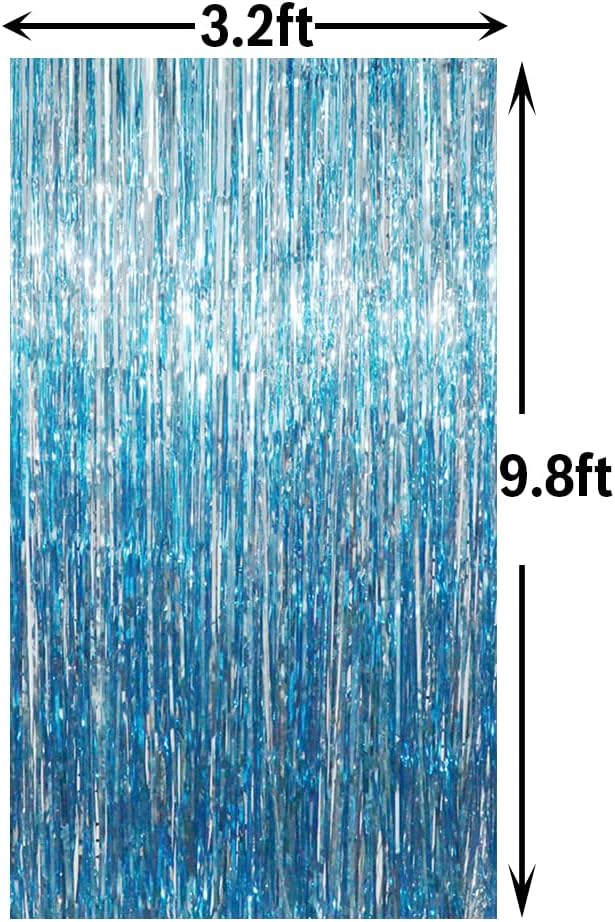 GOER 3.2 ft x 8.2 ft Metallic Tinsel Foil Fringe Curtains Party Photo Backdrop Party Streamers for