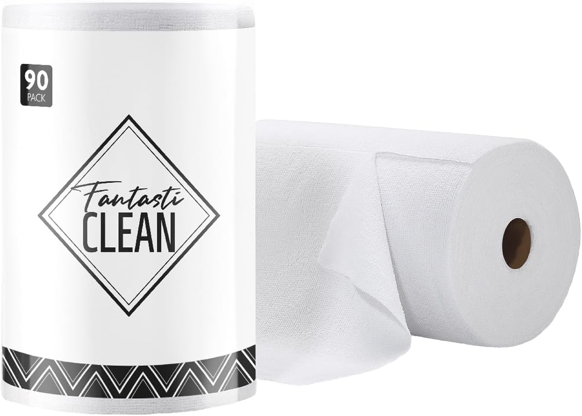 Fantasticlean Microfiber Cleaning Cloth Roll -90 Pack, Tear Away Microfiber Towels, 12" x 12"