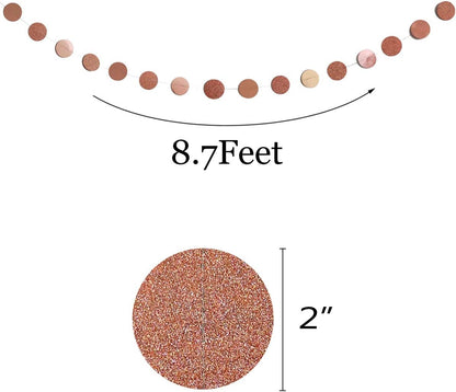 6 Pcs Glitter Rose Gold Paper Circle Dots Garland Party Hanging Decorations Bachelorette Party
