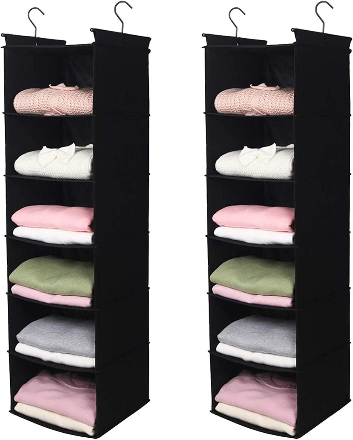 MAX Houser 6 Tier Shelf Hanging Closet Organizer, Closet Hanging Shelf with 2 Sturdy Hooks for