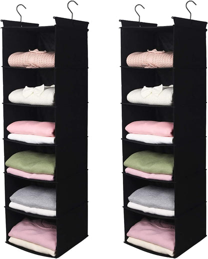 MAX Houser 6 Tier Shelf Hanging Closet Organizer, Closet Hanging Shelf with 2 Sturdy Hooks for
