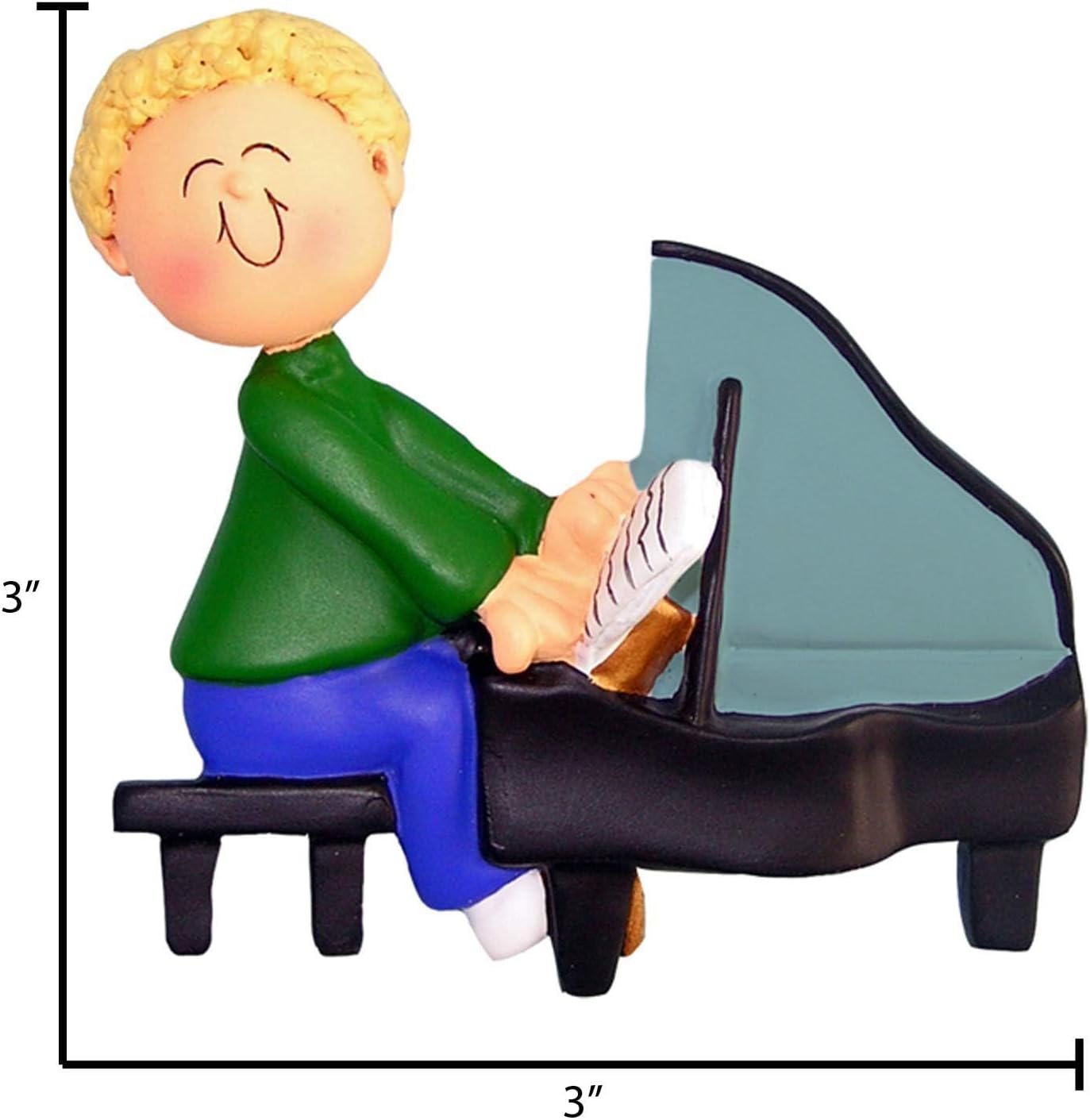 Elves Personalized Grand Piano Ornaments - Blonde Boy Musical Instrument Ornaments for Christmas