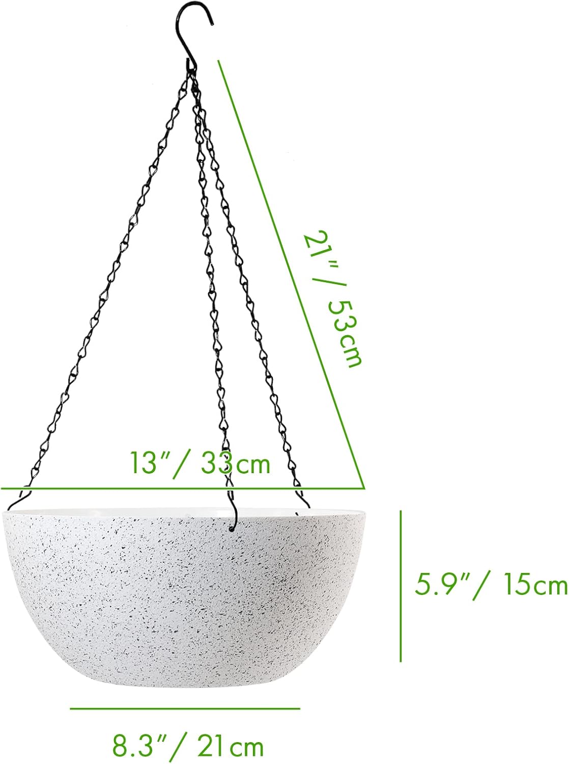 WOUSIWER 13 inch 2Pack Large Hanging Planters for Outdoor Indoor Plants with Drainage Holes and