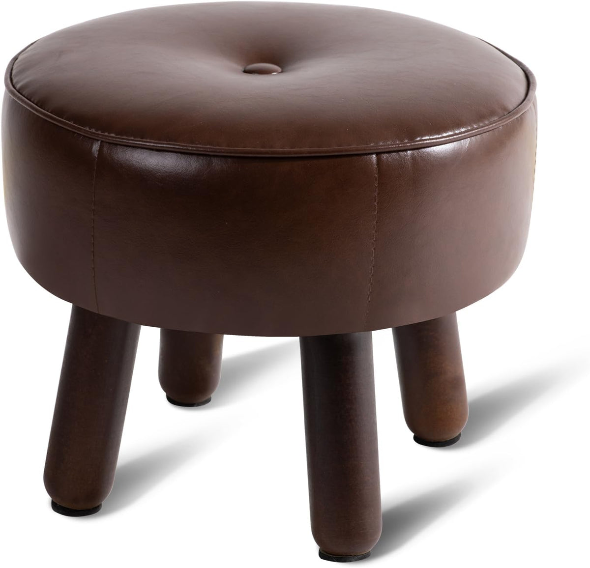 Small Foot Stool Ottoman, Round Pouf Foot Rest, Footstool Ottomans with Rubber Legs Under Desk