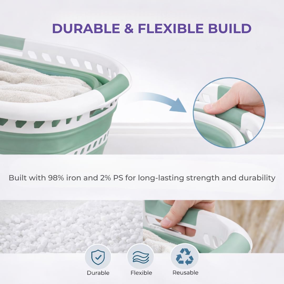 Laundry 360 Collapsible Laundry Basket | Portable | Space Saver Storage | Hold 2 Loads | Store