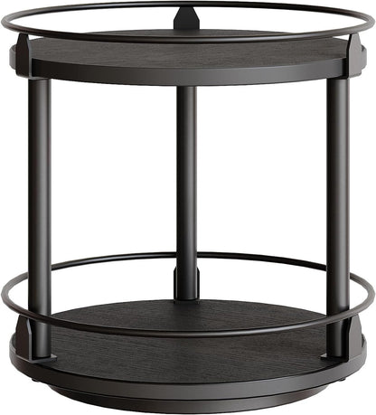 Lazy Susan Organizer, Rotating Spice Rack, 2 Tier Spice Turntable Organizer, Industrial Turntable