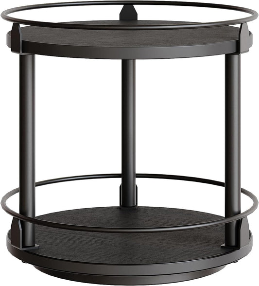 Lazy Susan Organizer, Rotating Spice Rack, 2 Tier Spice Turntable Organizer, Industrial Turntable