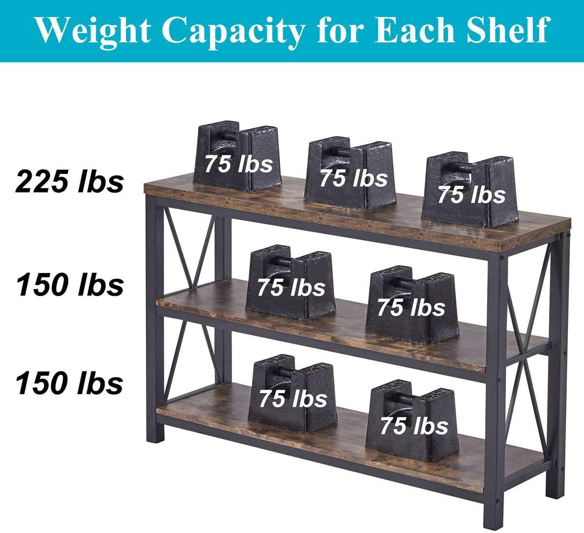 BON AUGURE Industrial Sofa Console Table for Entryway, 3 Tier Foyer Table for Hallway, Rustic Hall