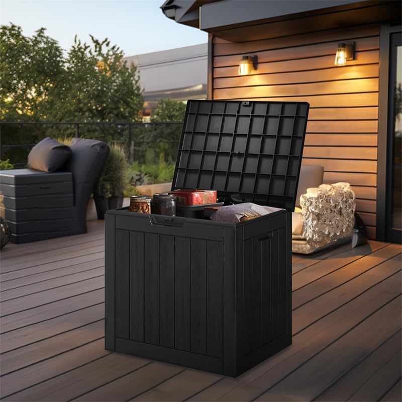 30 Gallon Resin Deck Box,Lockable Outdoor Storage Box for Patio Cushions Storage Furniture,Garden