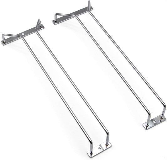 14-Inch Wine Glass Rack, Under Cabinet Wine Glass Holder Stainless Steel Chrome Finish Stemware