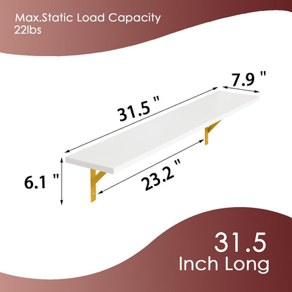 DINZI LVJ Long Wall Shelves, Set of 4, 31.5Inch Wall Mounted Shelves, Floating Shelves for Wall
