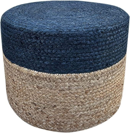 Jute Pouf Ottoman | Footrest Pouf | Hand Braided - Round Boho Pouffe - for Living Room, Bedroom