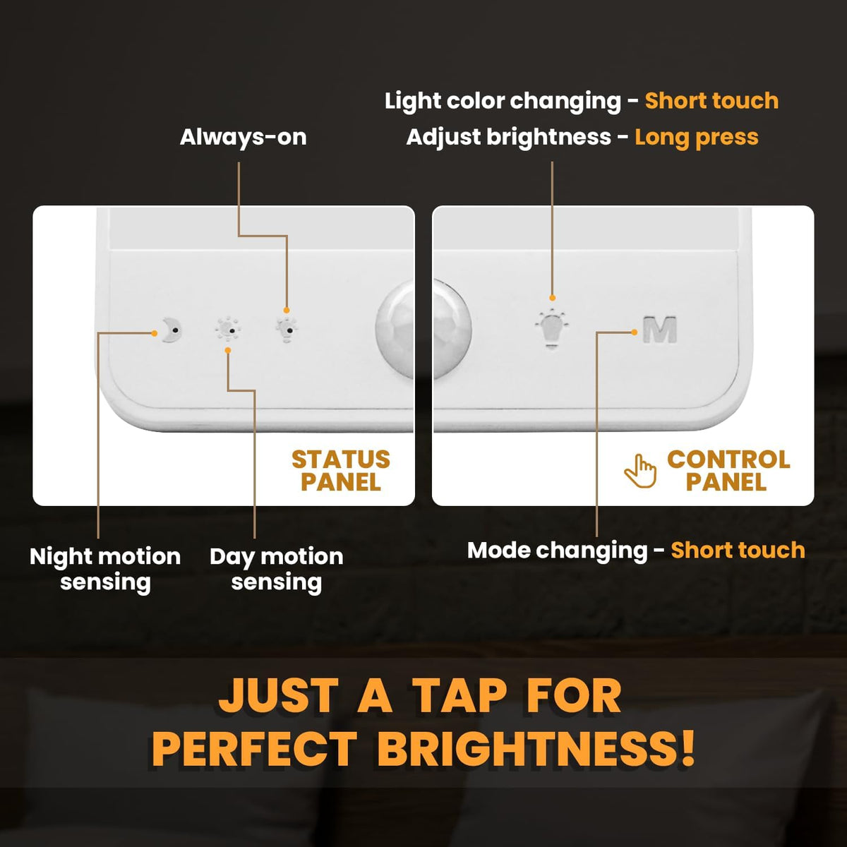 Motion Sensor Light Indoor Rechargeable, Battery Night Light 2000mAh, Motion Activated Night Lights