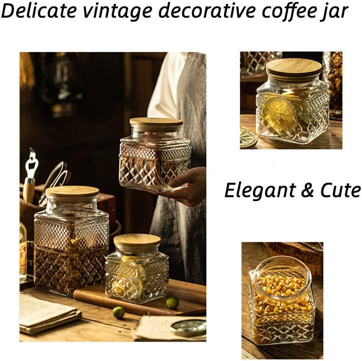 Glass Storage Jar, 38 FL OZ Glass Food Storage Canisters with Bamboo Lid, Kitchen Containers