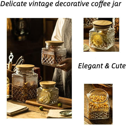 Glass Storage Jar, 38 FL OZ Glass Food Storage Canisters with Bamboo Lid, Kitchen Containers