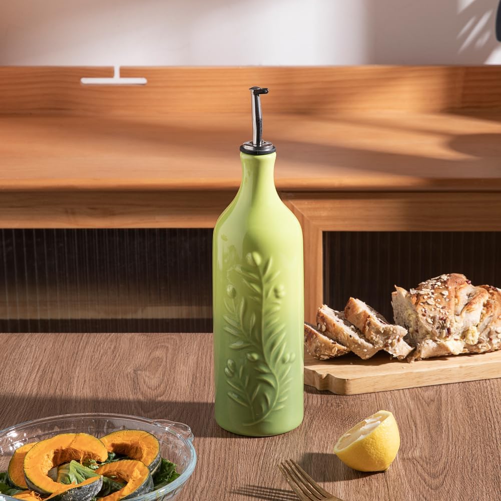 Sweejar Large Olive Oil Dispenser Bottle with Spout, 24 Oz Ceramic Oil Dispenser for Kitchen