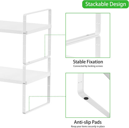 Expandable Cabinet Storage Shelf Stackable Organizer Rack for Kitchen Bathroom Pantry Spice