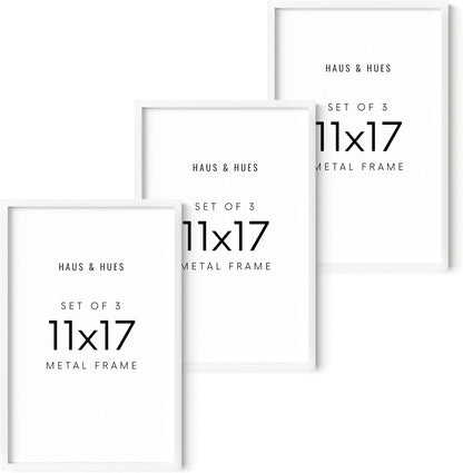 HAUS AND HUES 11x17 White Metal Picture Frames - Features Premium Aluminum, Vertical & Horizontal