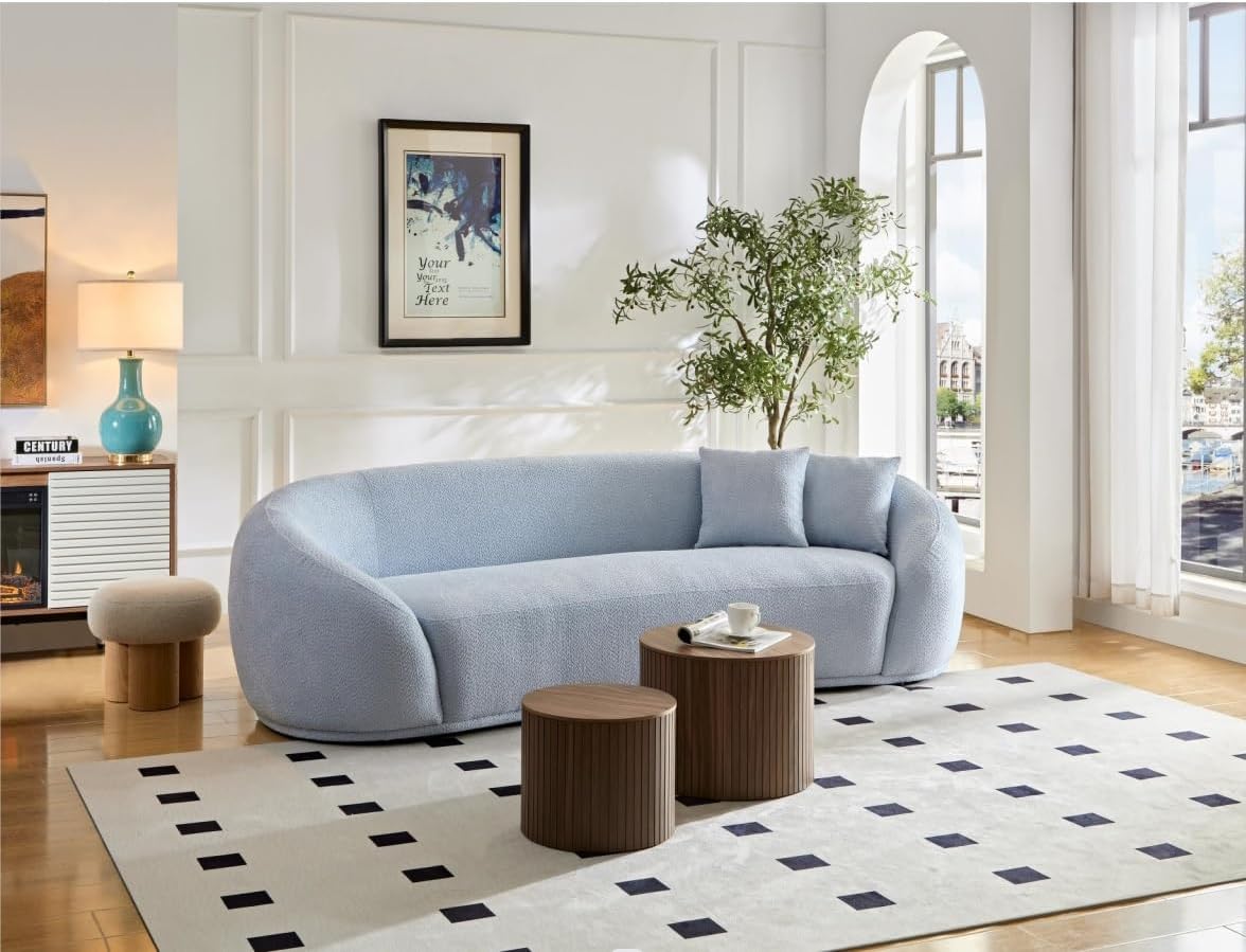 Nesting Coffee Table Set of 2,Modern Round Wooden Coffee Tables with Storage,Luxury Side Table
