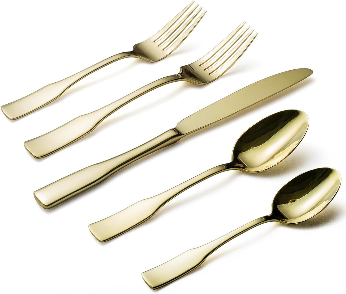 Alata Kate Champagne Gold Mirror 40-Piece Silverware Set,Service for 8,Stainless Steel Flatware