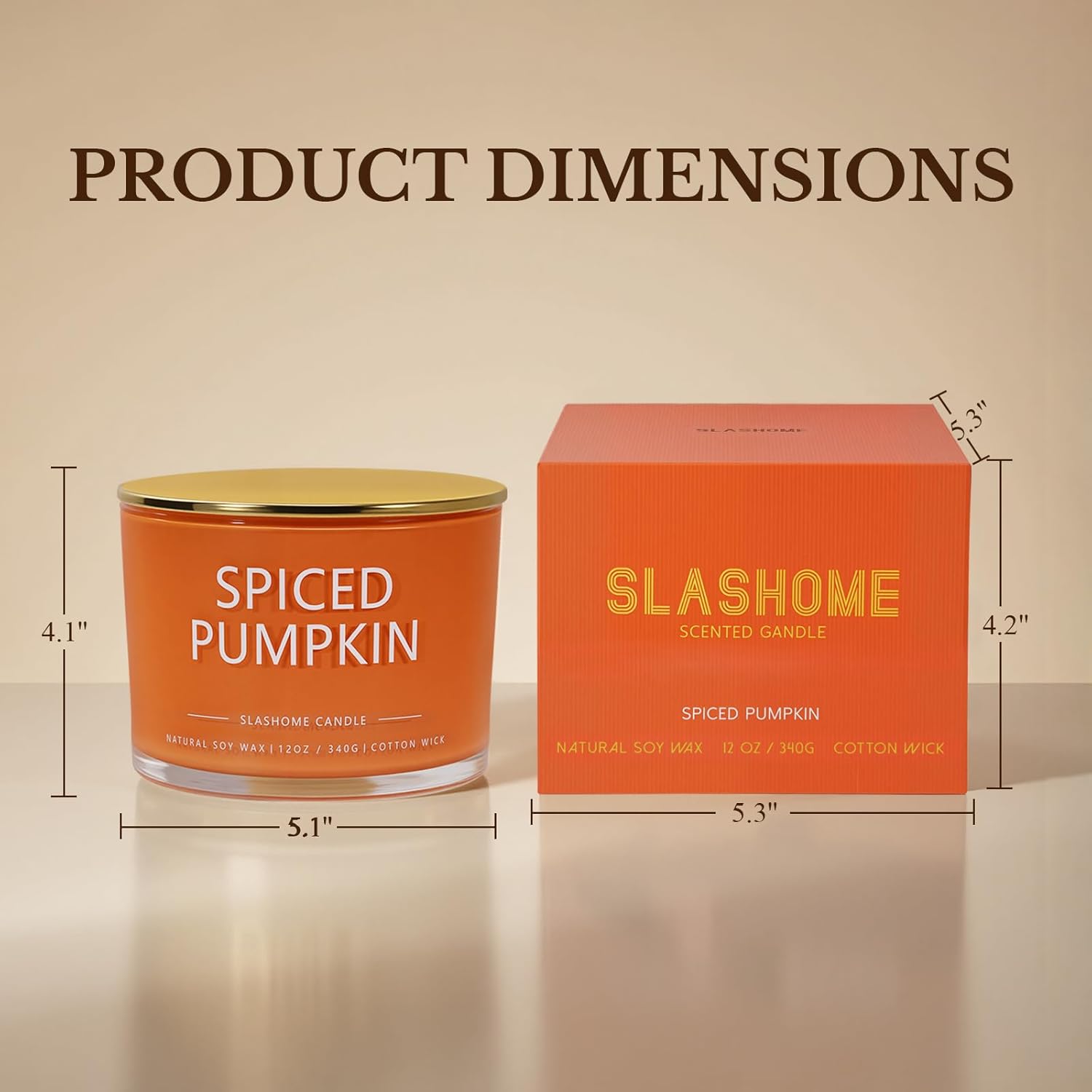 Pumpkin Spice Fall Candle, Large 3 Wick 12oz Luxury Candle, Elegant Autumn Gift for Women & Men