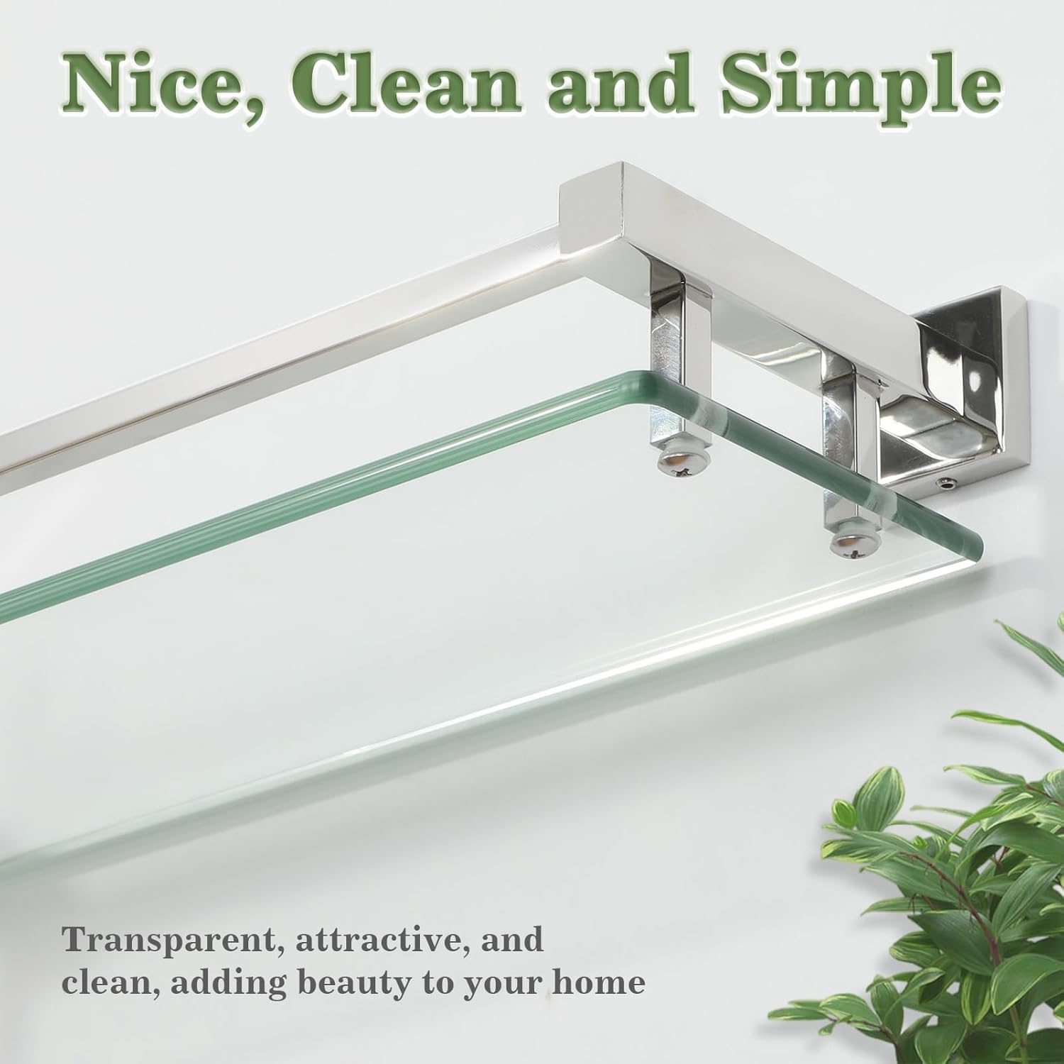 Alise Glass Shelves for Bathroom Wall, Tempered Glass Bathroom Shelf Wall Mounted, Modern Space